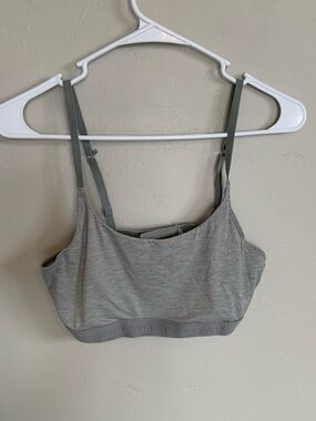 Calvin Klein Wireless Unlined Bralette Bra Gray Logo Band Cotton Jersey Size M